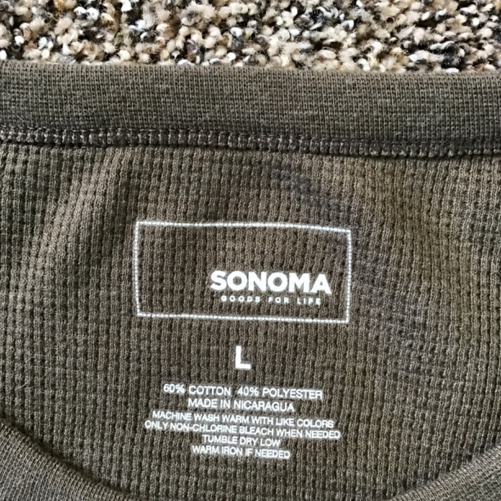 Men’s Sonoma Long Sleeve Henley Sz L - Picture 5 of 8